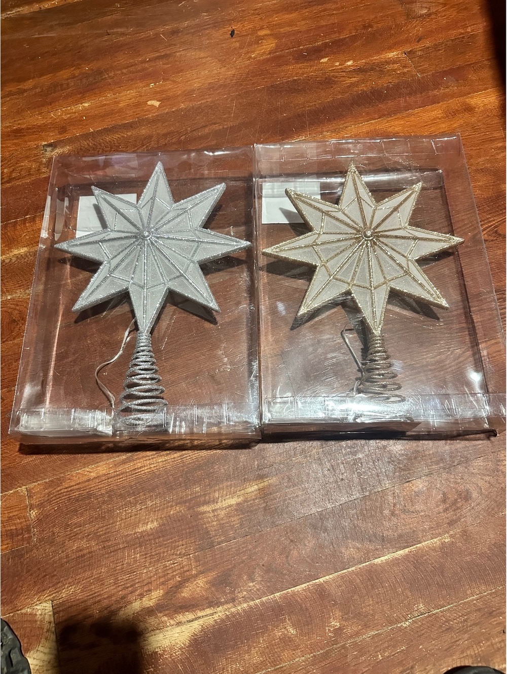 Set of 2 Holiday Star Tree Toppers - Brand New in Box